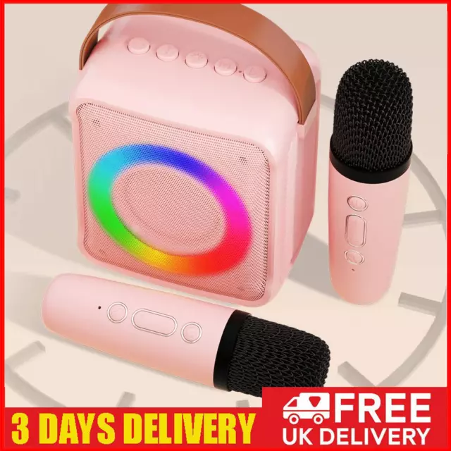 Portable Wireless Bluetooth Speaker Karaoke Machine Home Theater Dual Microphone