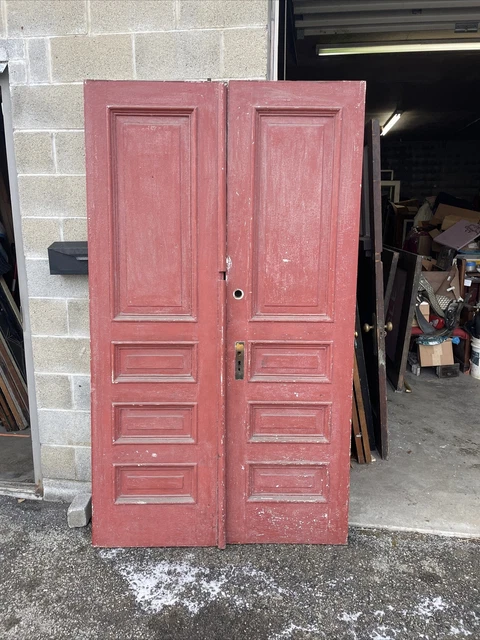Bova 86 pair antique pine Fir double entrance doors 48 x 83.5 x 1.75