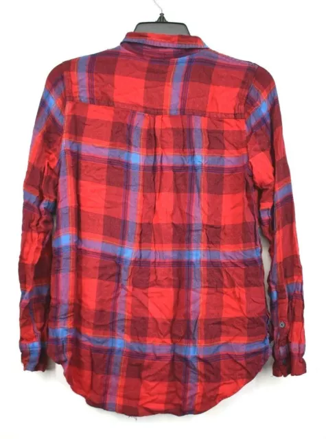 Lucky Brand Womens Button-Up Long Sleeve Comfort Fit Casual Flannel Hem Shirt S 2