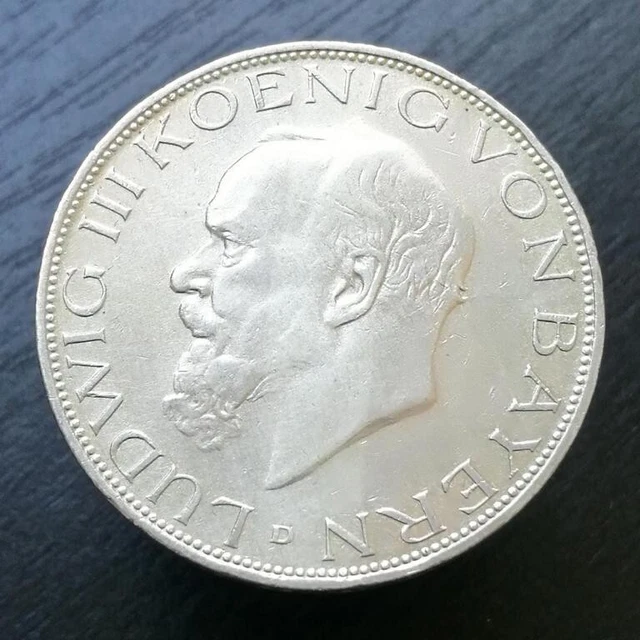 3 DREI MARK Deutsches Reich Ludwig III König v BAYERN 1914 D VZ