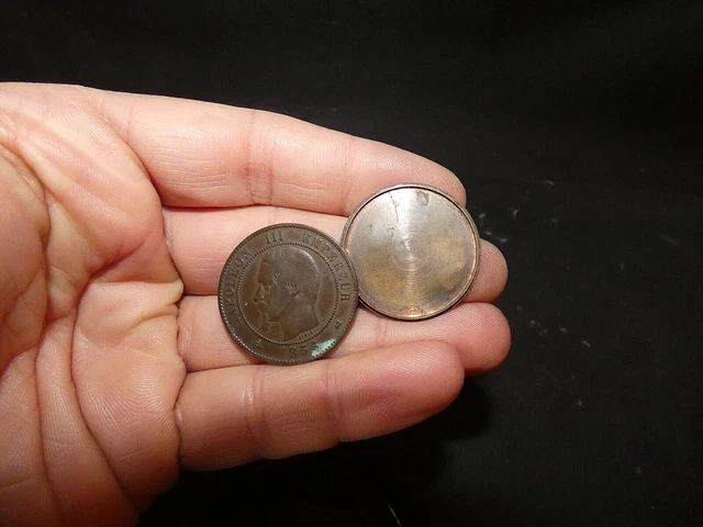 Porte louis d'or pièce secrète cache monnaie pièce 10 centimes 1856 Napoléon III