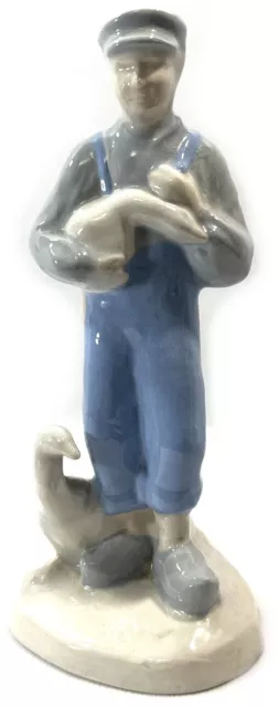 Vintage Holland Mold Blue & White Dutch Boy with Goose Country Living Decor 8.5”