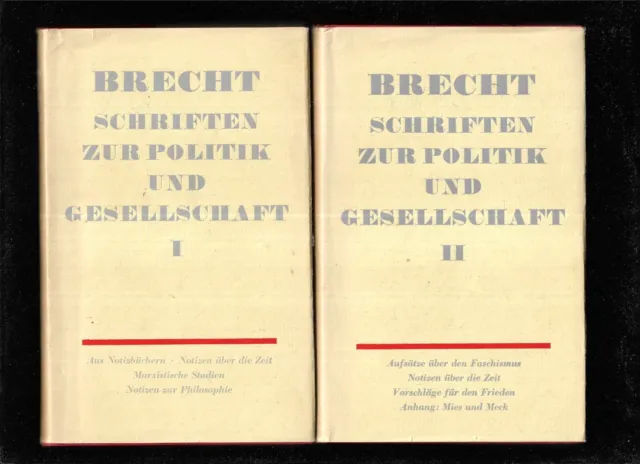 Bertolt Brecht: Schriften zur Politik und Gesellschaft. 2 Bände. Band I - II