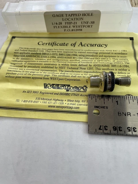 Tapped Hole Location Gage 1/4-28 UNF-3B P/N FHP-21 3/8” Westport Gage