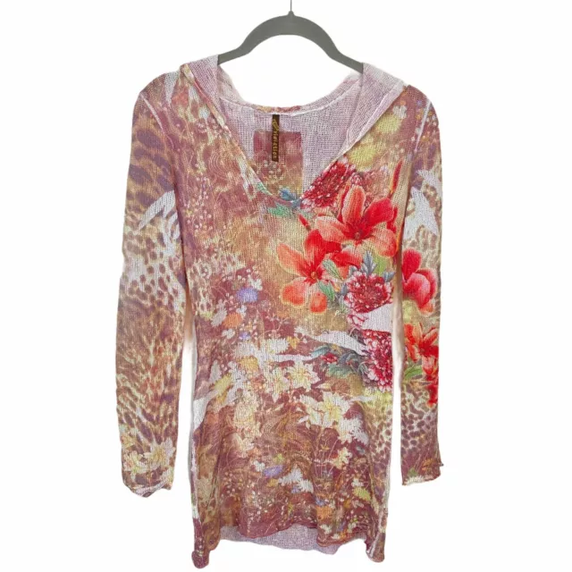 Hoodie Tunic Swim Cover Up Vtg 90s Code Violation Womens Multicolor Floral  Sz S
