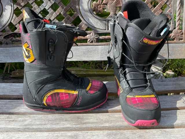 ꙮ Burton Womens Bootique Imprint 1 Snowboard Boots UK 8 Black Pink Yellow SZ 7.5