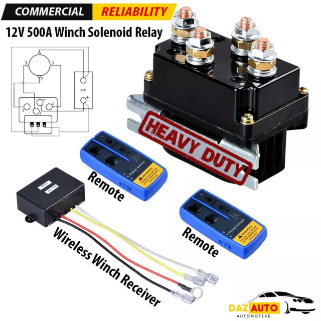 12000LB 12V 500A Winch Solenoid Relay Box w/ Wireless Remote Control Switch Kit