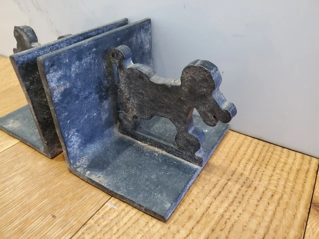 VTG Pair Cast Iron Artisan Made Poodle Silhouette Dog Book Ends Door Stops 3