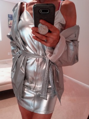 Silver Metallic Bodycon Dress Size Large
