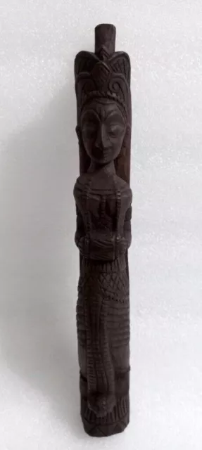 Vintage ancien Rare sculpté à la main en bois indien déesse Apsara mur...