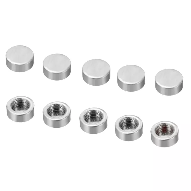 10pcs M10 15x6mm Lamp Finial Cap Knob Flat Screw Cap Nut Bolt Cover Silver Tone