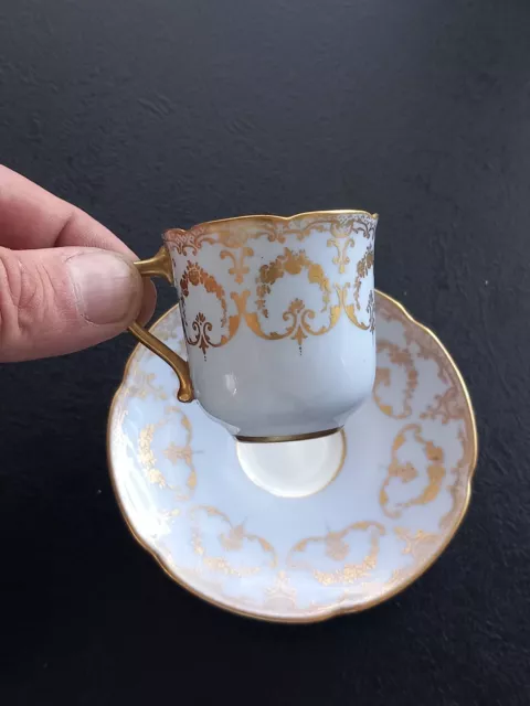 Antique Royal Doulton Demitasse Cup And Saucer Gold Boarders