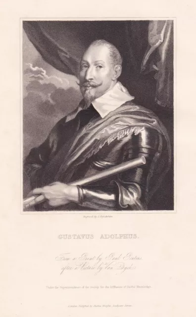 Gustavus Adolphus Gustav II Adolf King Suède Kung Sverige Portrait 1835
