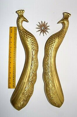 Brass Peafowl Door Pulls Victorian Style 18.5'' Inches Large Peacock Handle HK88