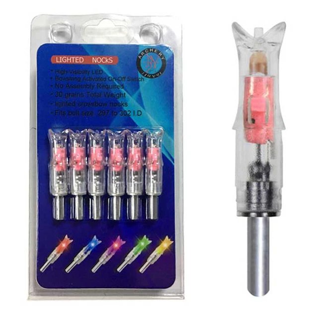 6Pcs/Pack Flicker Lighted Nock New Designed Long Time I.D. 7.62mm For Crossbow