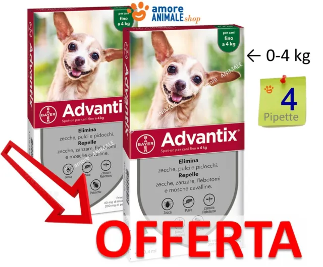 Advantix Bayer 4 pipette per Cani da 0 fino a 4 kg - Antiparassitario 0-4 kg