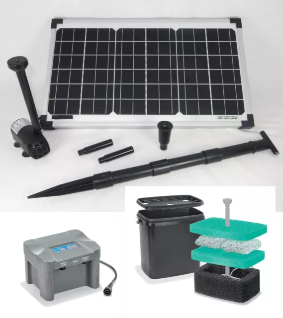 Solar Tauchpumpe Solarpumpe Akku Teich Batterie Teichpumpe Filter Gartenteich 20