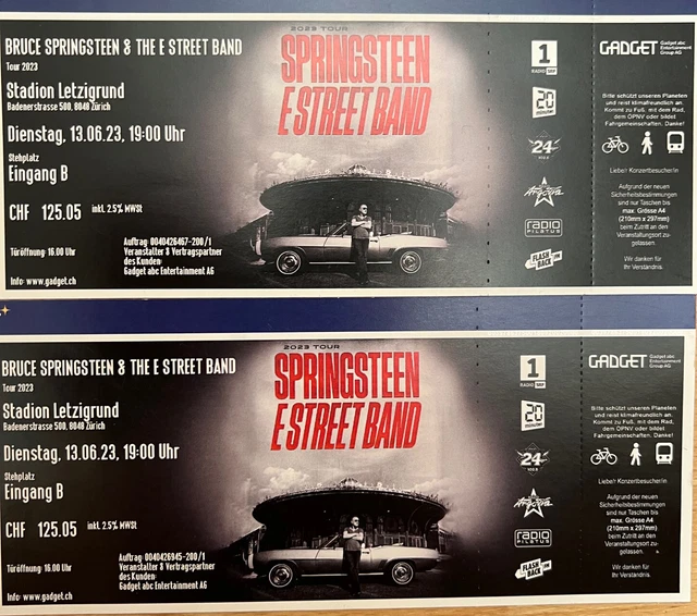Bruce Springsteen Tickets Zürich 2 x Stehplatz