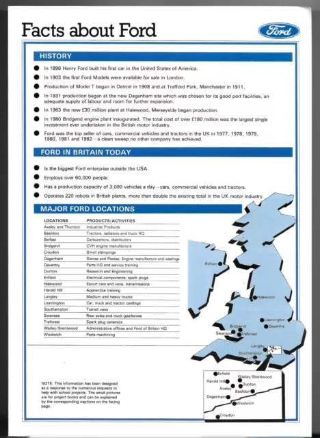 Facts About Ford c1983 UK Market Foldout Brochure