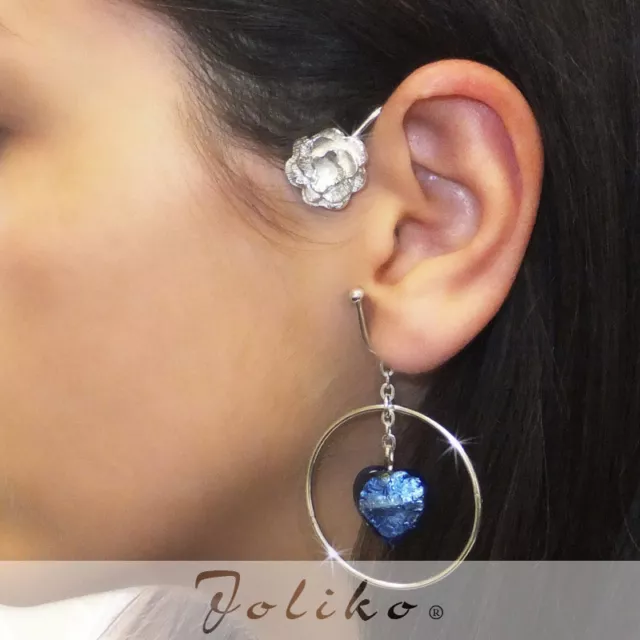 JoliKo Ohrklemme Ear cuff mit eingeschmolzenem Silber in Kristallherz LINKS