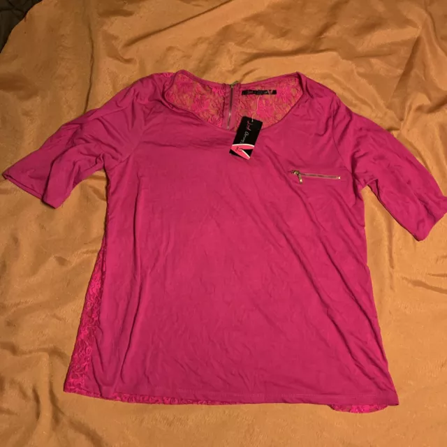 Look Amazing Womens 3X Pink Top w Sheer Back