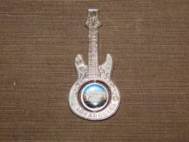 Vintage 3" Long Souvenir Los Angeles Ca Santa Monica Mini Metal Guitar Keychain