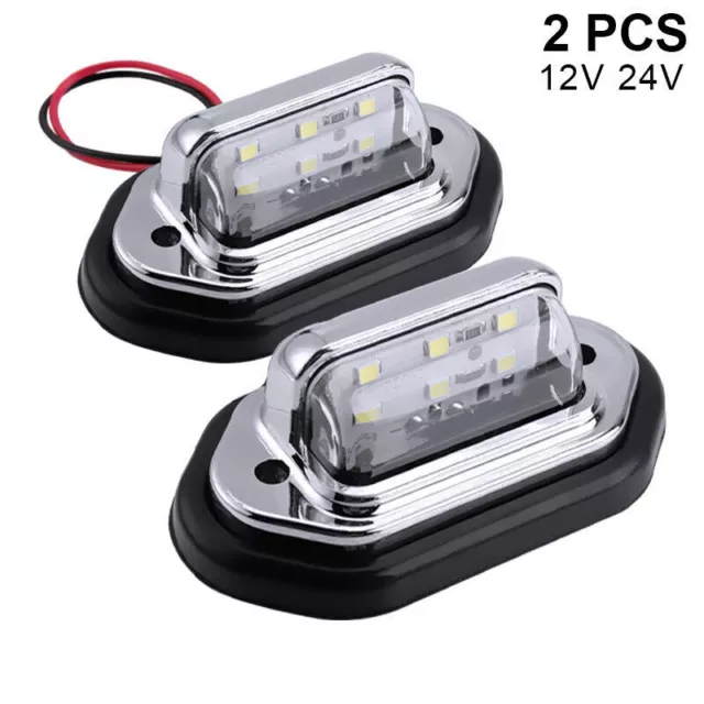 2x Universal LED License Plate Tag Light Lamp White For Truck SUV Trailer RV Van