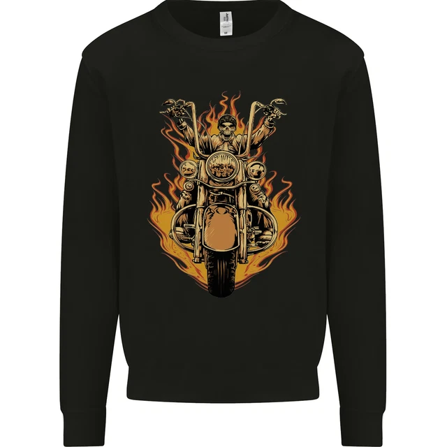 Skeleton Motorcycle Rider Kids Sweatshirt Jumper