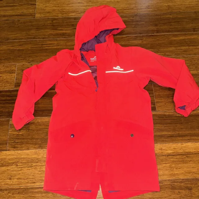 Kathmandu Kids Rain Jacket Zip Up, Hood Size 8 Years Red Great Condition