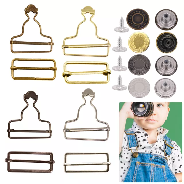 Dungaree Buckle Fastener Slider with Jeans Buttons Clips for Jacket Handbags