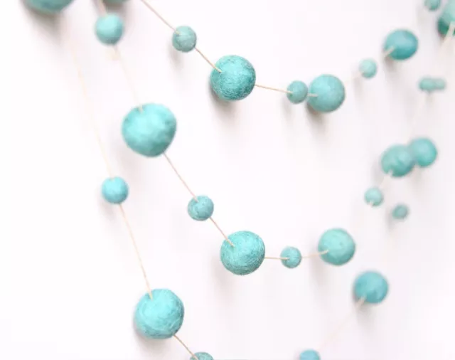 MINT garland. Felt balls garland. Baby Nursery.Kids Pom Pom Wall Decor.