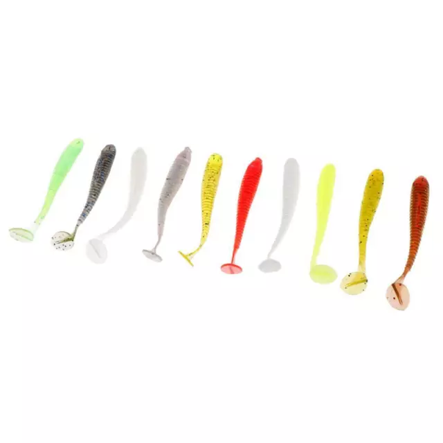 10 Pièces Leurres   de Pêche Souples En Silicone Appâts de Queue En T
