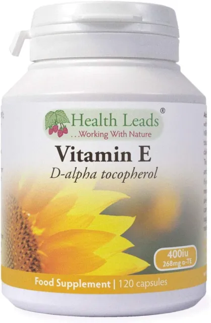 100% Natural Vitamin E 400iu Capsules, 120 Count, D-Alpha Tocopherol, No Additiv