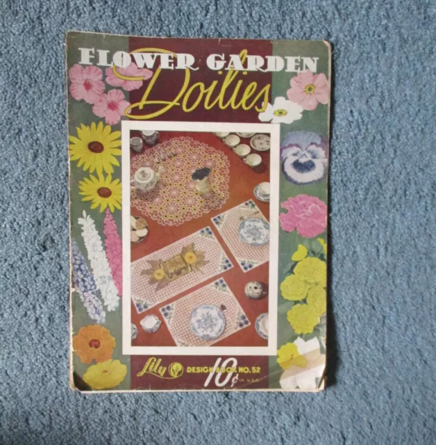 FLOWER GARDEN DOILIES • 14 Crochet Patterns by LILY Design Book No.52 c 1950