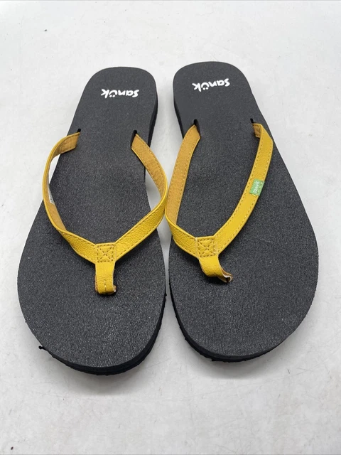 SANUK Yoga Joy Thong Sandal Flip Flop, Yellow Women’s Size 9 G41