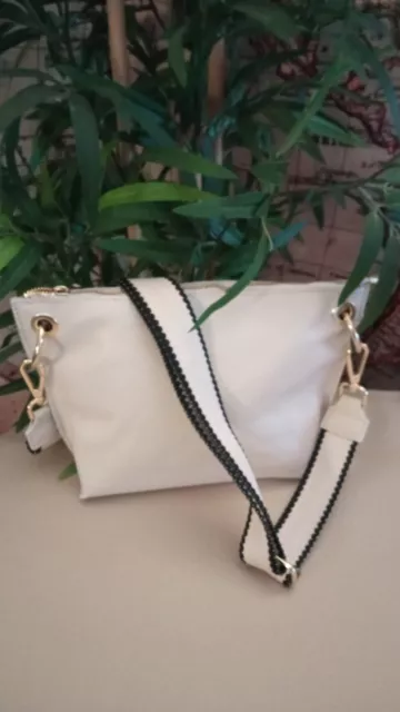 Borsa borsello pochette marsupio beige donna ragazza VERA PELLE c/tracolla