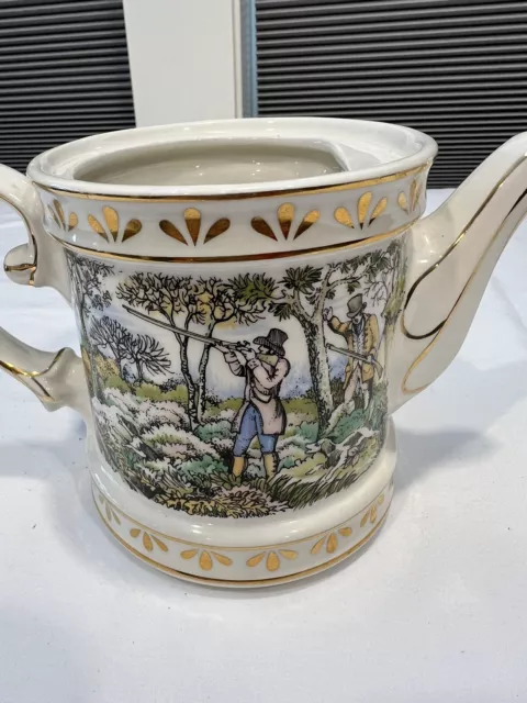 Sadler Teapot Sporting Scene Of The 18th Century Shooting 4X7.25 England