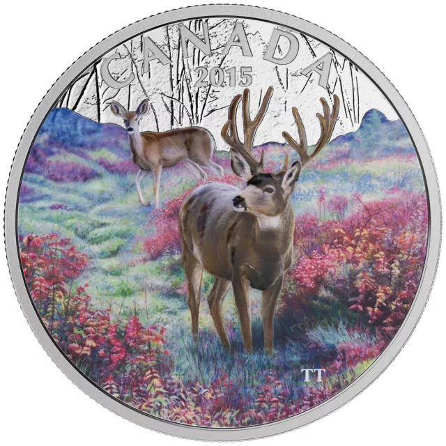 2015 Canada $20 Fine Silver Coin - Misty Morning Mule Deer