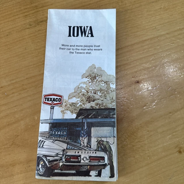 Vintage 1972 Texaco Iowa State Highway Gas Service Station Travel Road Map