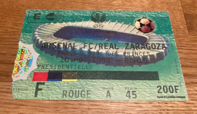 1995 Cup Winners Cup Final:- REAL ZARAGOZA v ARSENAL. VGC.