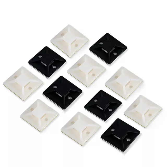 Adhesive Cable Tie Wire Clamp Mount, Wall Holder Base 12.5x12.5mm - 28x28mm