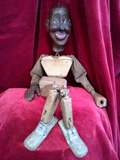 Antike original englische handgeschnitzte Holzgelenkmarionette Volkskunst.