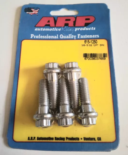 ARP Bolts 12-Point Stainless 300 Polished 3/8"-16 RH Thread 1.250" UHL Set of 5