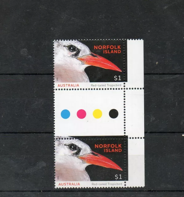 NORFOLK, 2016,  BIRDS 2v.  in gutter pair. MNH