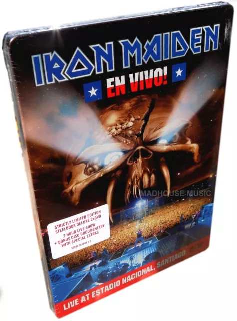 IRON MAIDEN DVD x 2 En Vivo ! LIVE Santiago STEEL BOOK Deluxe Edn. Metal TIN NEW