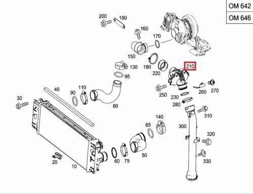 MERCEDES OM642 ENGINE Turbocharger Intercooler Intake Silencer Genuine ...