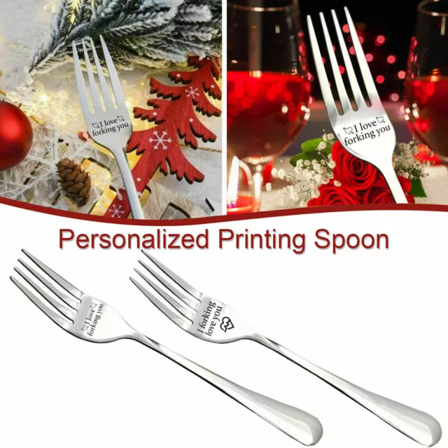 I forking love you Letters Engraved Stainless Steel Fork Nice Gift Tableware AU