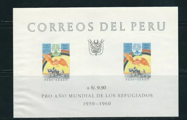 PERU 1960 WORLD REFUGEE YEAR souvenir sheet (Scott C164a) F MNH pl read desc