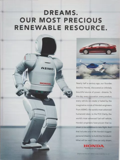 2008 Honda - ASIMO Humanoid Robot - FCX Clarity Airplane - Dream- Print Ad Photo
