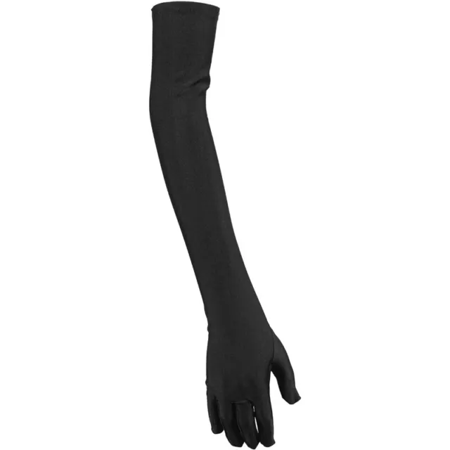 Lady Satin Gloves Formal Party Festival Long Black V2M3